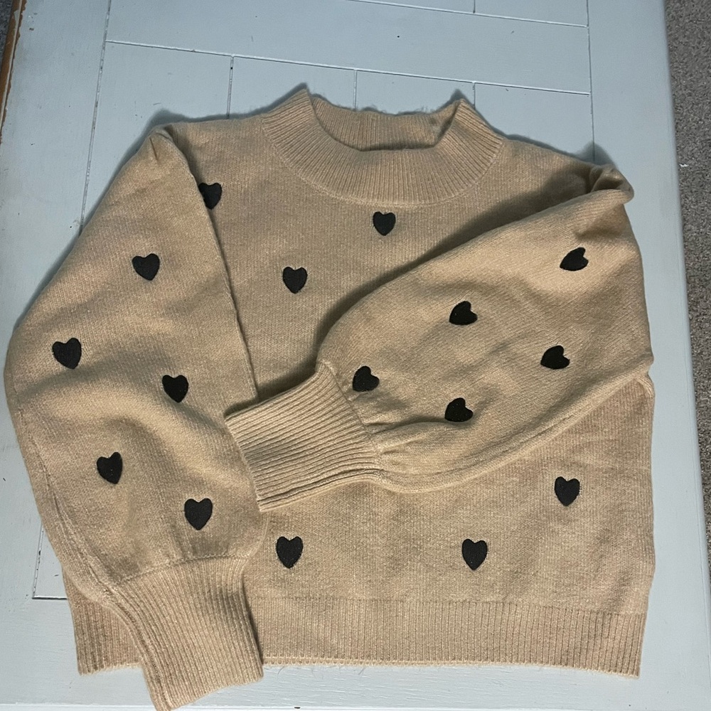 NWT New York & Company Heart Sweater in Beige